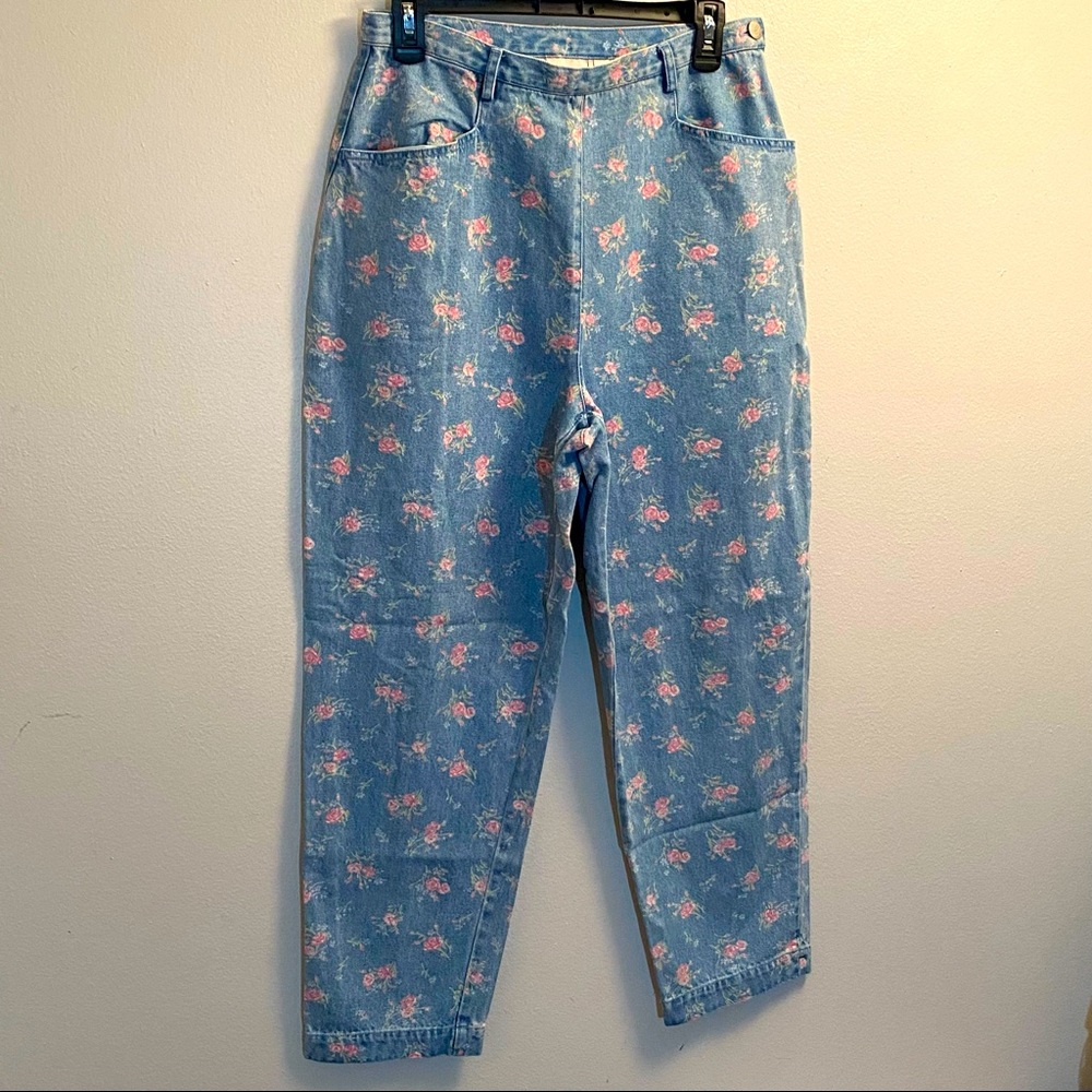 Susan Bristol Vintage High Waist Floral Print Mom Jeans